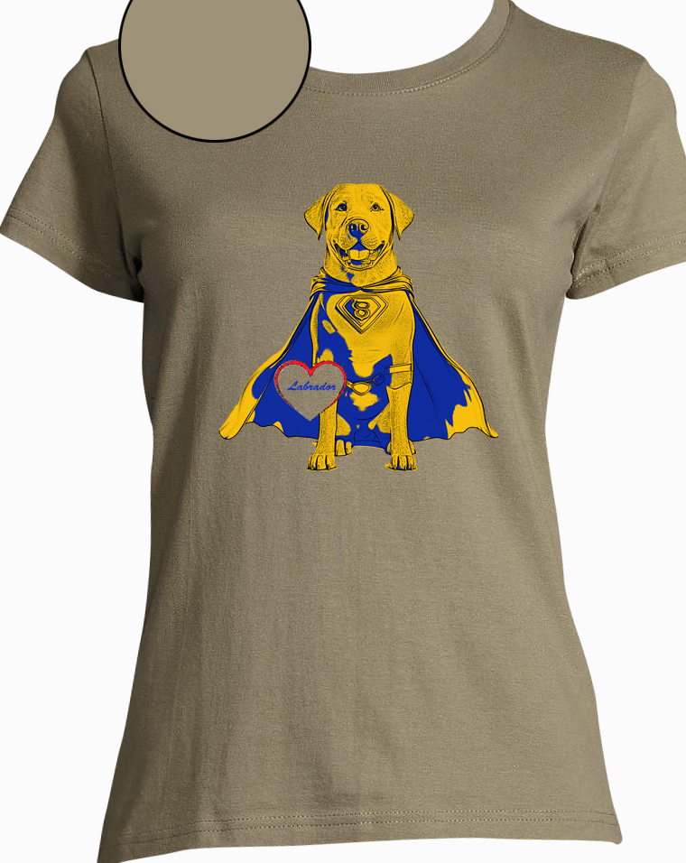 T-shirt kaki  femme motif labrador