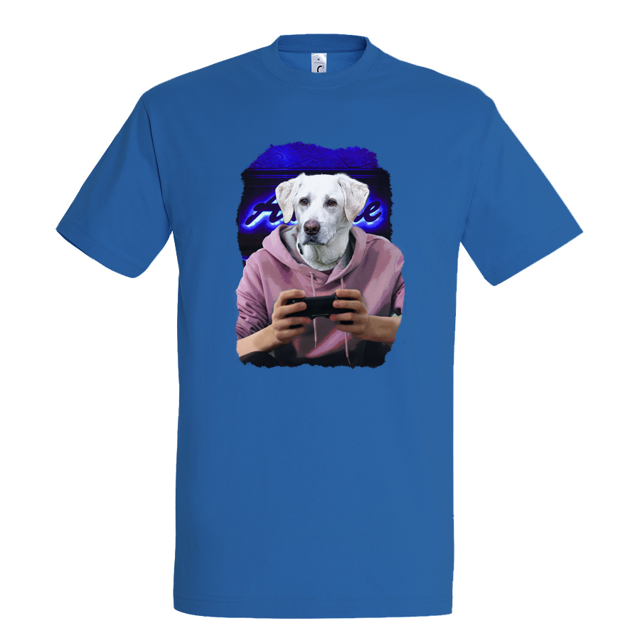 t-shirt chien gammer - homme bleu royall