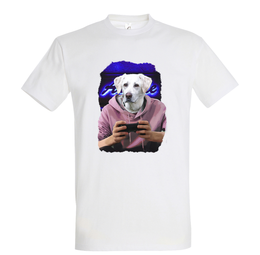 t-shirt chien gammer - homme blanc