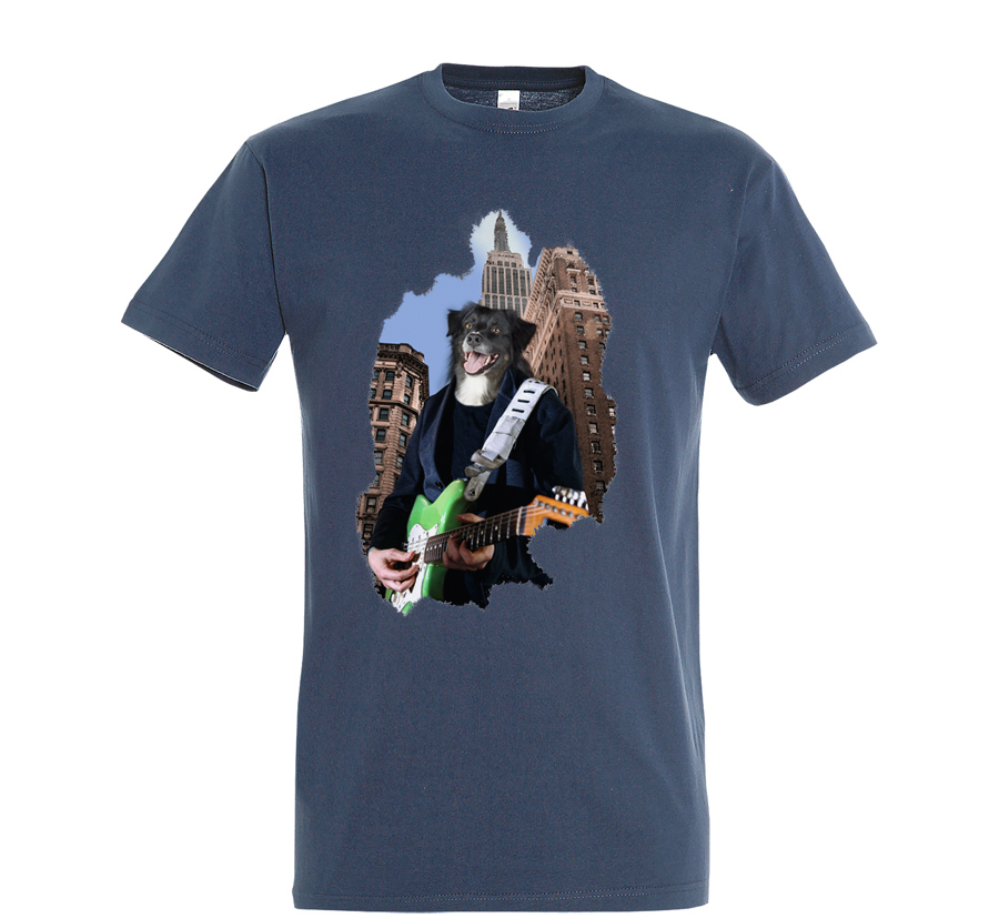 t-shirt chien guitare - homme jeans