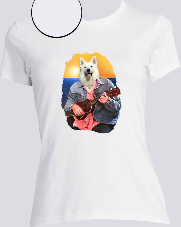 T-shirt blanc ukulele femme