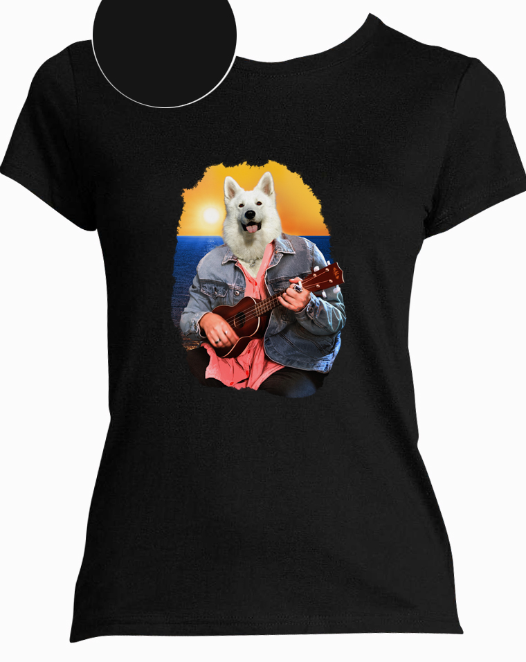 T-shirt noir ukulele   femme