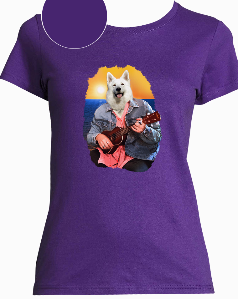 T-shirt violet ukulele  femme