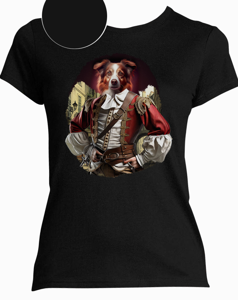 t-shirt noir femme mousquetaire