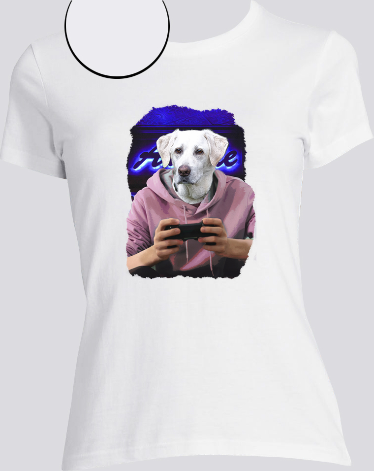 T-shirt chien gamer