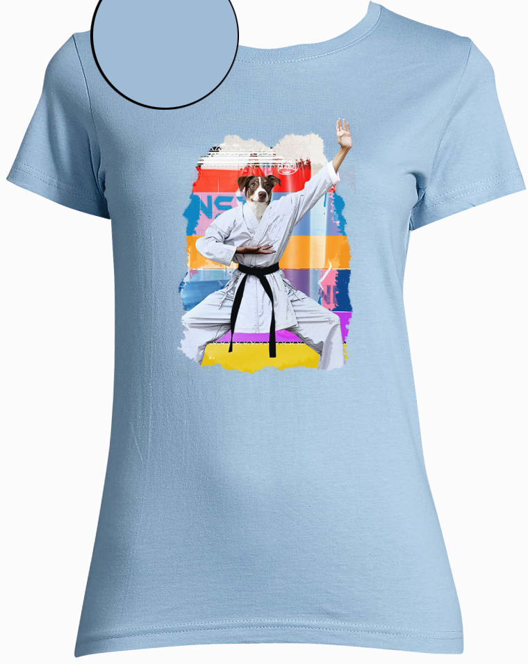 T-shirt bleu cie karate femmel