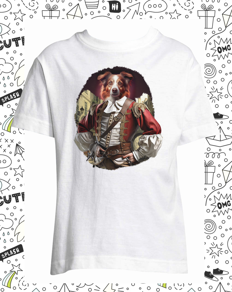 t-shirt chien mousquetaire - enfant blanc