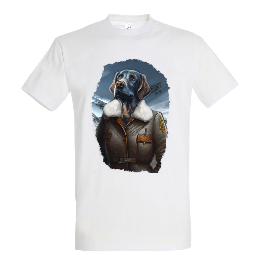 t-shirt chien aviatrice - homme blanc