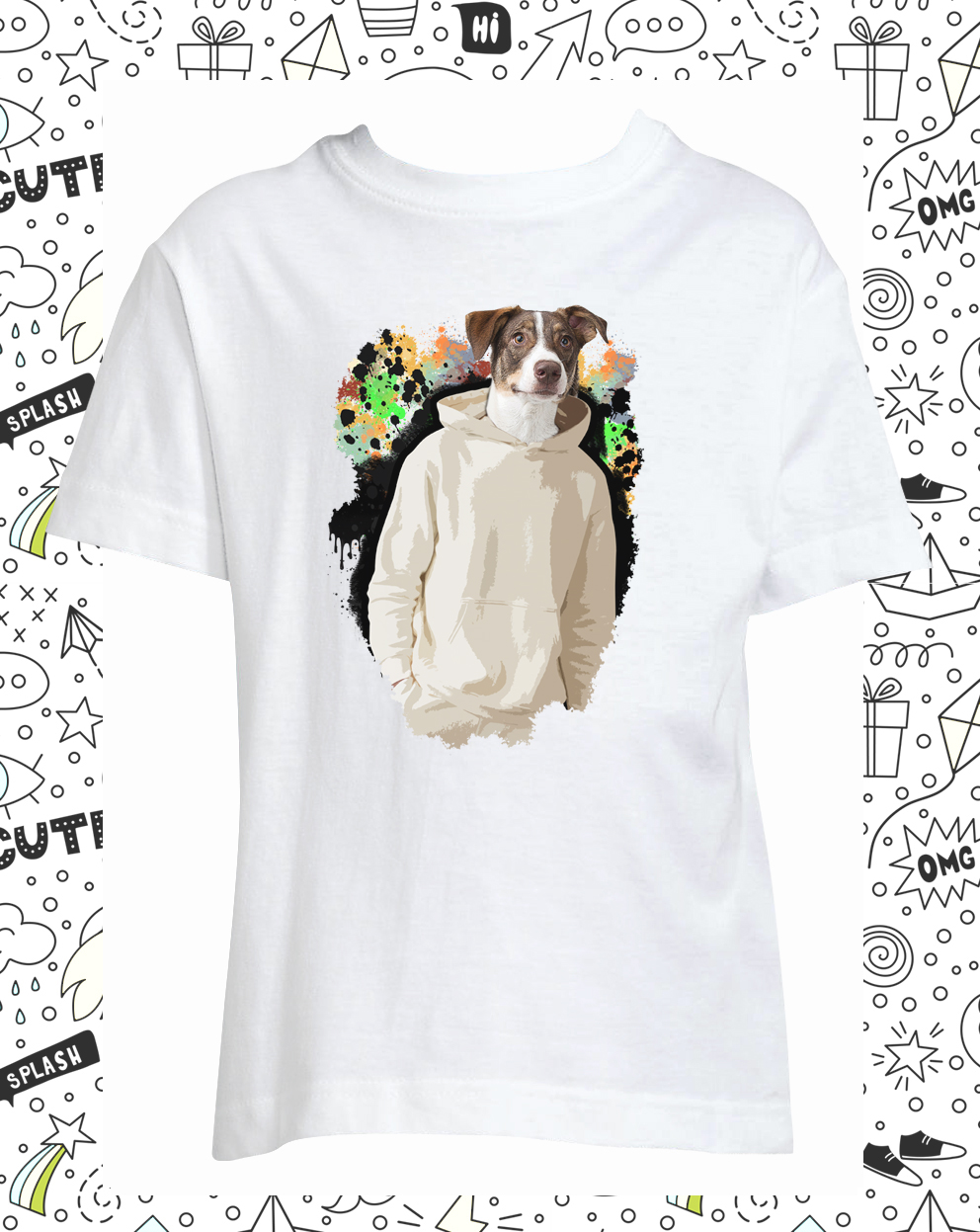 t-shirt dripping blanc enfant