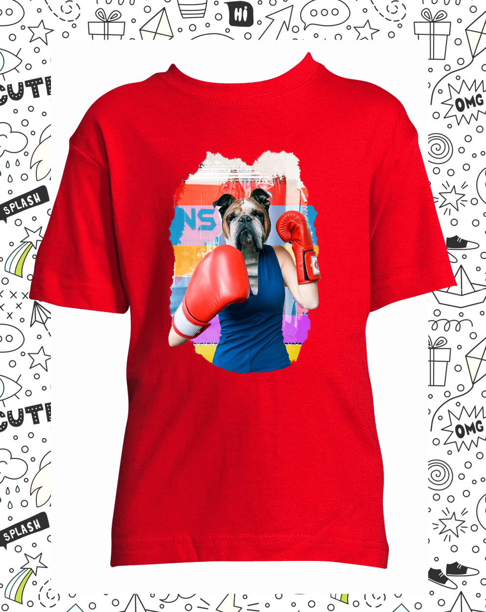 t-shirt boxeuse rouge enfant