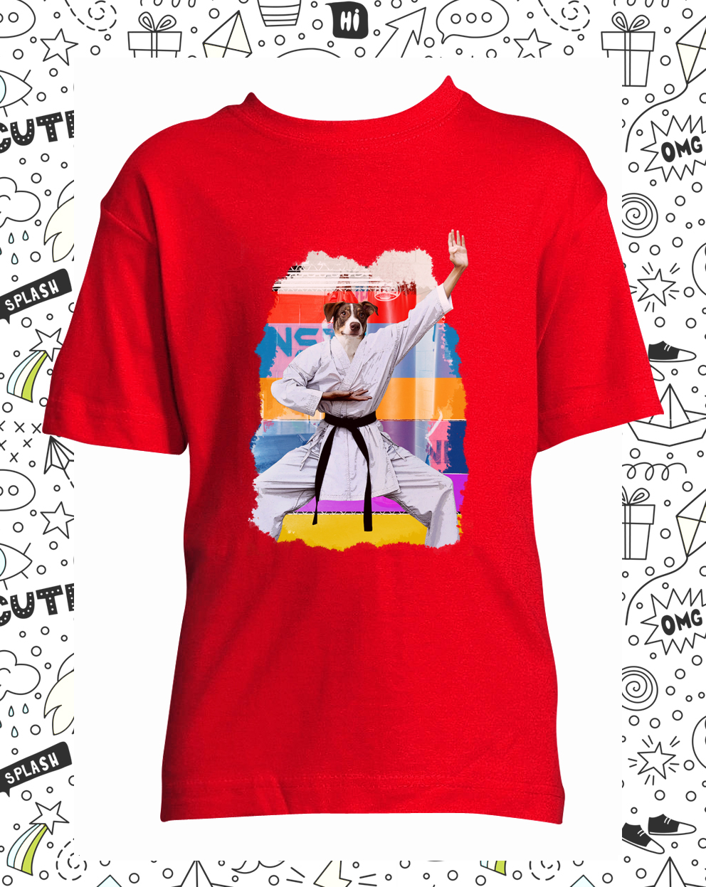 t-shirt karate rouge enfant