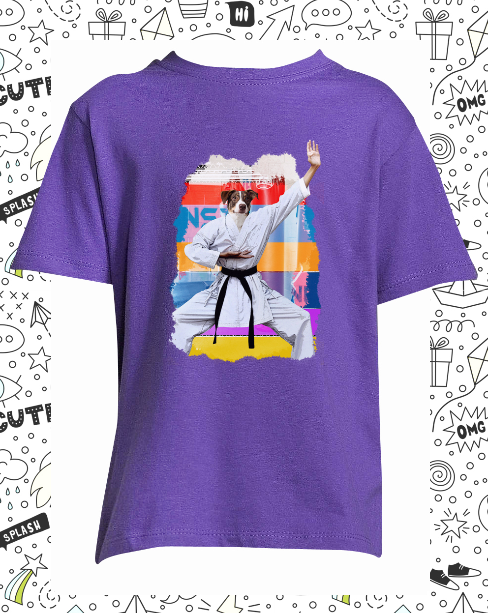 t-shirt karate violet pomme enfant