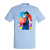 t-shirt bleu ciel chat boxeuse