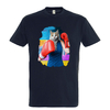 t-shirt bleu marine chat boxeuse