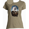 t-shirt chat aviatrice kaki  femme