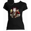 t-shirt chat mousquetaire noir  femme