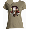t-shirt chat mousquetaire kaki  femme