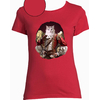 t-shirt chat mousquetaire rouge  femme