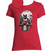 t-shirt chat basket rouge  femme