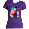 t-shirt chat boxeuse violet femme