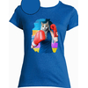 t-shirt chat boxeuse bleu roy femme