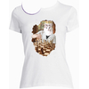 t-shirt chat echec blanc femme