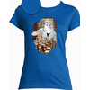 t-shirt chat echec bleu roy femme
