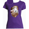 t-shirt chat echec violet femme