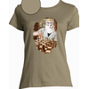 t-shirt chat echec kaki  femme