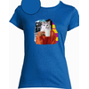 t-shirt chat cafe bleu roy femme