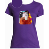 t-shirt chat cafe violet femme
