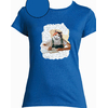 t-shirt chat calligraphie bleu roy femme