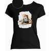t-shirt chat calligraphie noir  femme