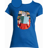 t-shirt chat bibliotheque bleu roy femme