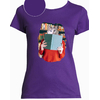 t-shirt chat bibliotheque violet femme