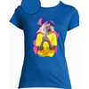 t-shirt chat smartphone bleu roy femme