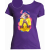 t-shirt chat smartphone violet femme