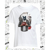 t-shirt chat basket blanc enfant