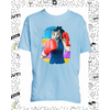 t-shirt chat boxeuse bleu ciel enfant