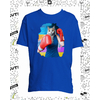 t-shirt chat boxeuse bleu roy enfant