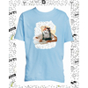 t-shirt chat calligraphie bleu ciel enfant