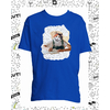 t-shirt chat calligraphie bleu roy enfant