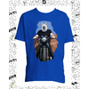 t-shirt chien moto bleu roy enfant