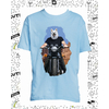 t-shirt chien moto bleu ciel enfant