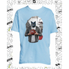 t-shirt chat basket bleu ciel enfant