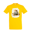 t-shirt jaune homme chat écriture