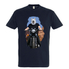 t-shirt moto chien bleu marine