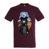 t-shirt moto chien bordeaux