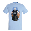 t-shirt moto chien bleu ciel