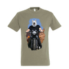 t-shirt moto chien kaki